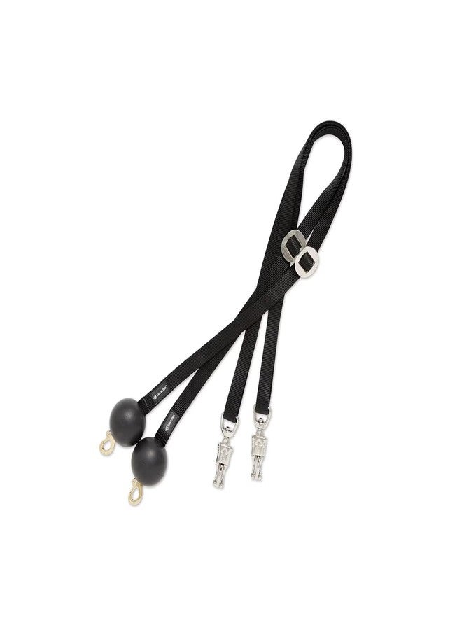 SmartEquine Quiet Drop Horse Cross Ties in Black Nylon Webbing | 3 Inch Diameter Rubber Ball | Adjustable Slider Buckle | Panic Snap | Sold in Pairs (2) - Image 1
